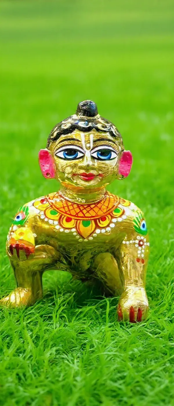Golden_Brass_Handcrafted_Sitting_Baby_Krishna_Idol_Full_Paint