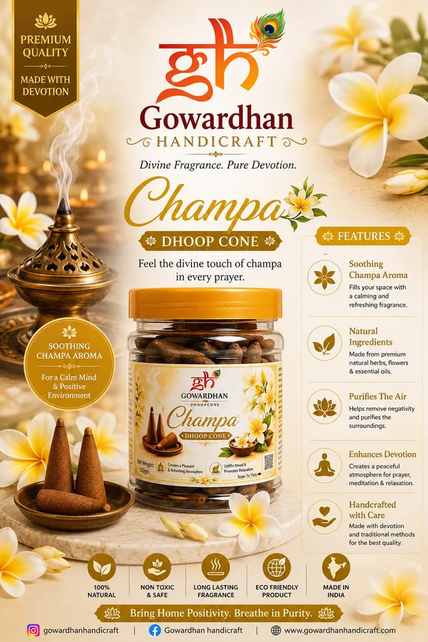Gowardhan_Pure_Fragnance_Dhoop_Cone_(_ROSE,CHAMPA,LAVENDER,MOGRA,SANDAL)_PACK_OF_5