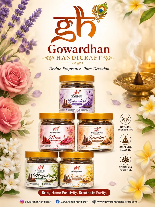 Gowardhan_Pure_Fragnance_Dhoop_Cone_(_ROSE,CHAMPA,LAVENDER,MOGRA,SANDAL)_PACK_OF_5