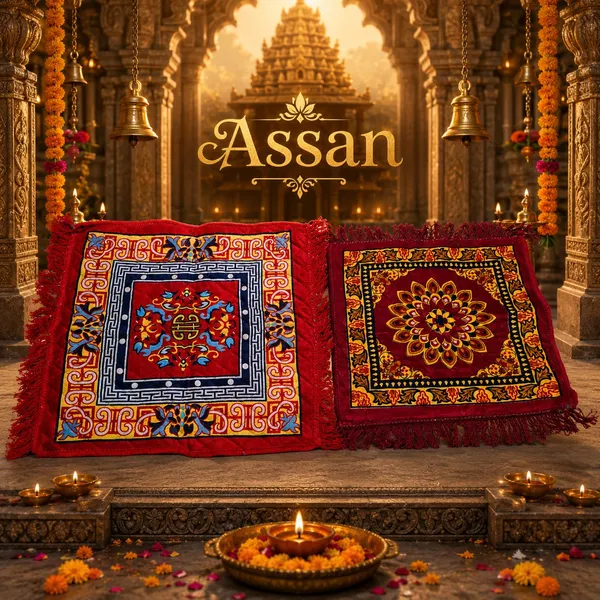 Red_Traditional_Embroidered_Velvet_Pooja_Assan_Set_(Pack_of_5)
