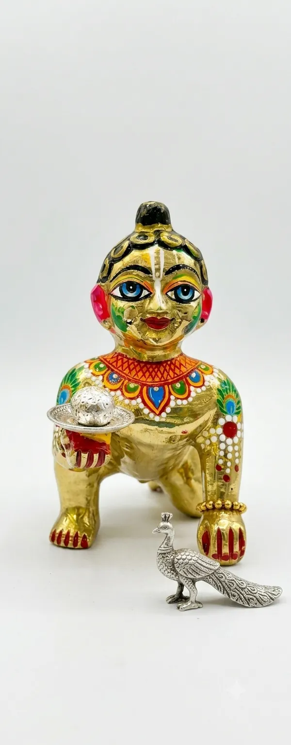 Golden_Brass_Handcrafted_Sitting_Baby_Krishna_Idol_full_paint