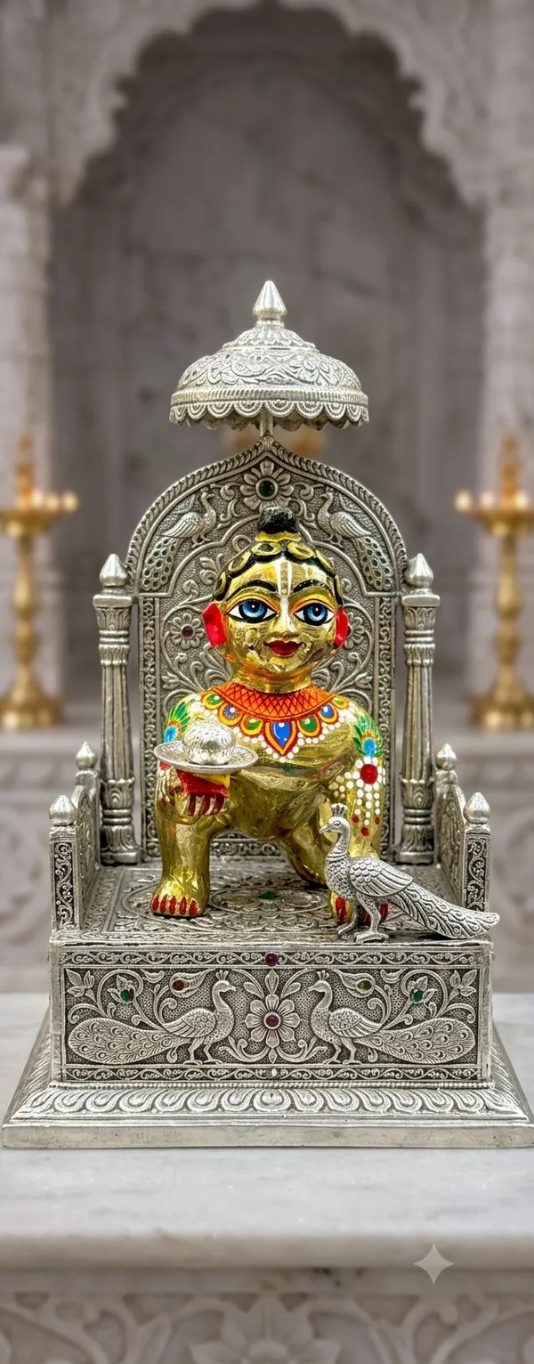 Golden_Brass_Handcrafted_Sitting_Baby_Krishna_Idol_full_paint