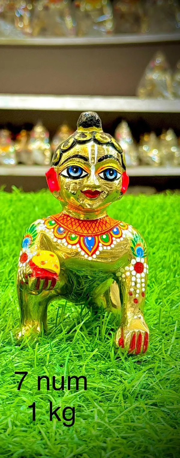 Golden_Brass_Handcrafted_Sitting_Baby_Krishna_Idol_full_paint