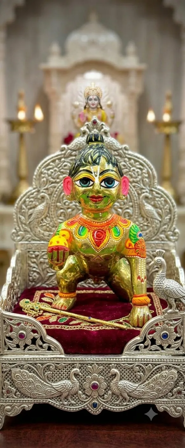 Golden_Brass_Handcrafted_Sitting_Baby_Krishna_Idol_full_paint