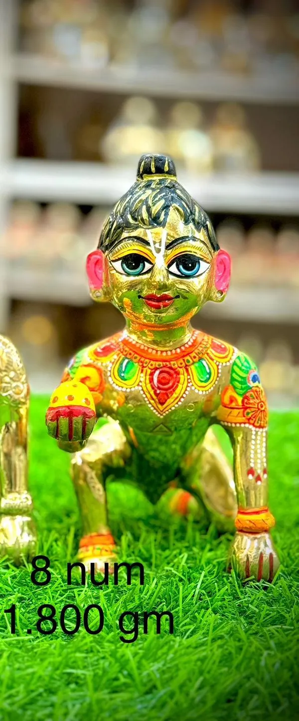 Golden_Brass_Handcrafted_Sitting_Baby_Krishna_Idol_full_paint