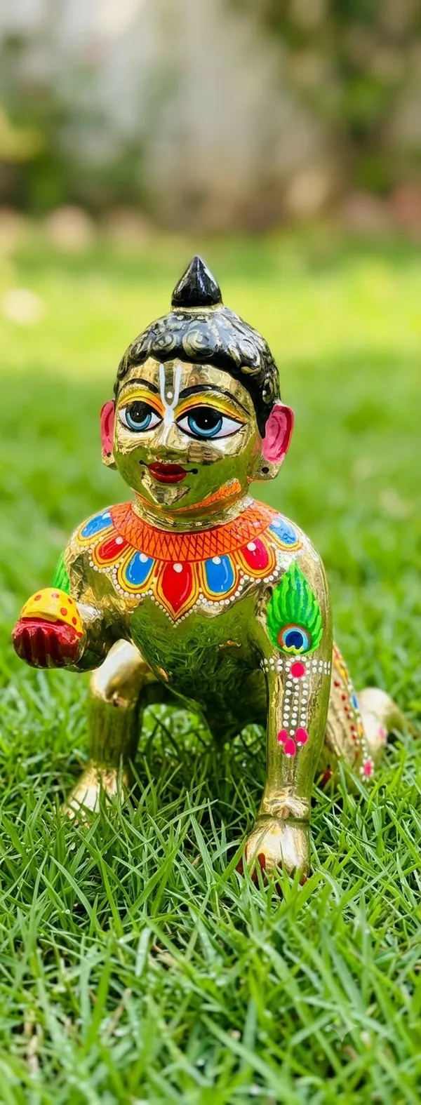Golden_Brass_Handcrafted_Sitting_Baby_Krishna_Idol_full_paint