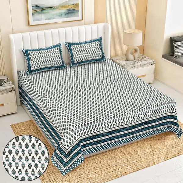 Printed_Floral_Pattern_Bedsheet_Set_With_Pillow_Covers