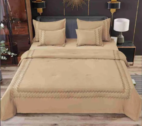 Glace_Cotton_Embroidered_Beige_Six_Piece_Comforter_Set_|_King_Size