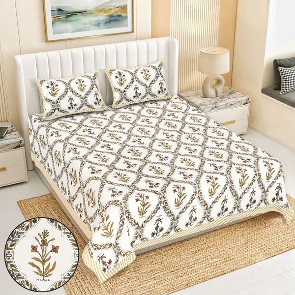 Printed_Botanical_Pattern_Double_Bedsheet_Set