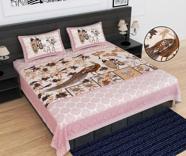 Multicolour_100%_Pure_Cotton_Bedsheet_&_Pillow_Cover_Set_|_King_Size