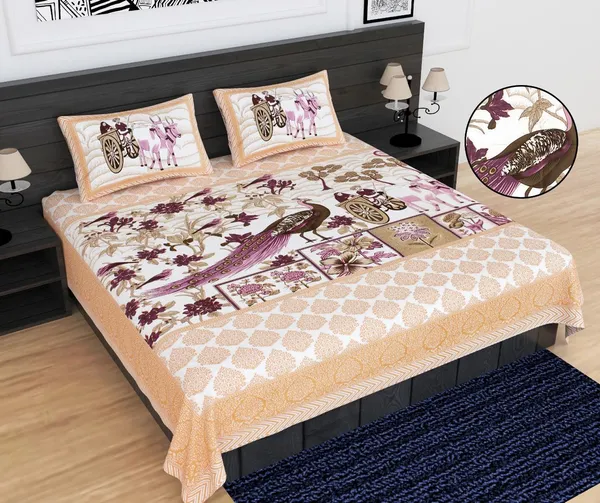 Multicolour_100%_Pure_Cotton_Bedsheet_&_Pillow_Cover_Set_|_King_Size