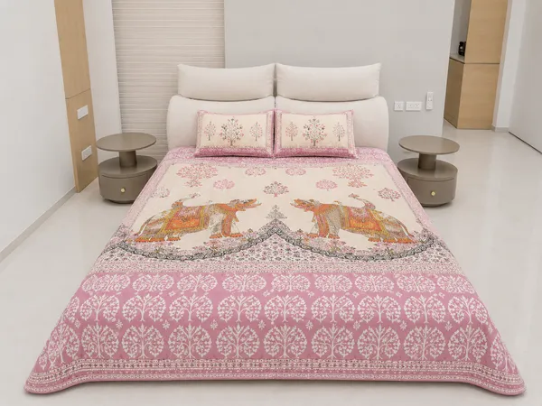 Pure_Cotton_Multicolor_Double_Bedsheet_With_2_Pillow_Covers_|_King_Size