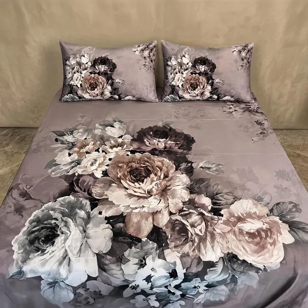 Mauve_Cotton_Floral_Print_Bedsheet_&_Pillow_Cover_Set_|_King_Size_|_King_Size