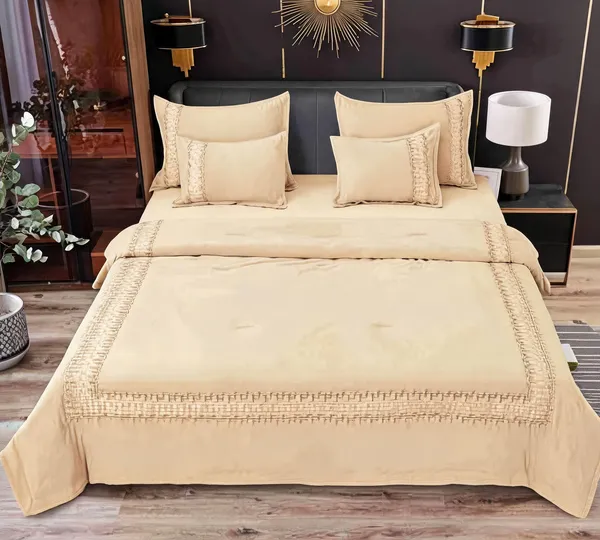 Glace_Cotton_Embroidered_Beige_Six_Piece_Comforter_Set_|_King_Size