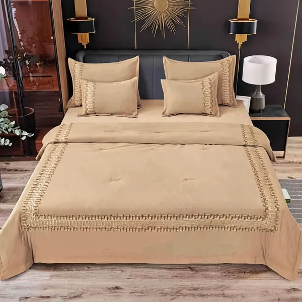 Glace_Cotton_Embroidered_Beige_Six_Piece_Comforter_Set_|_King_Size