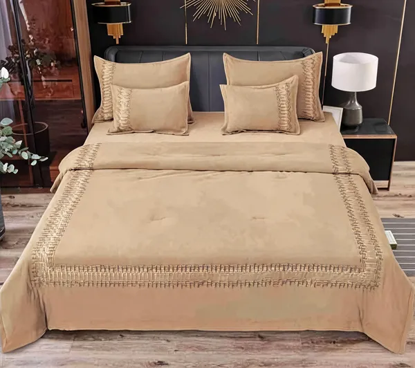 Glace_Cotton_Embroidered_Beige_Six_Piece_Comforter_Set_|_King_Size