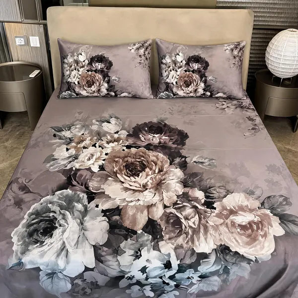 Mauve_Cotton_Floral_Print_Bedsheet_&_Pillow_Cover_Set_|_King_Size_|_King_Size