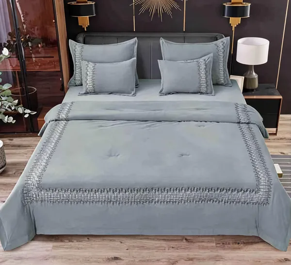 Glace_Cotton_Embroidered_Blue_Six_Piece_Comforter_Set_|_King_Size