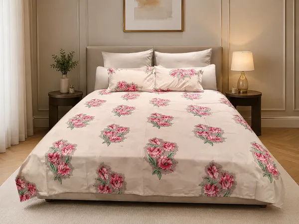 Beige_Cotton_Bedsheet_&_Pillow_Cover_Set_|_King_Size
