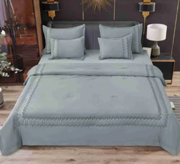 Glace_Cotton_Embroidered_Blue_Six_Piece_Comforter_Set_|_King_Size