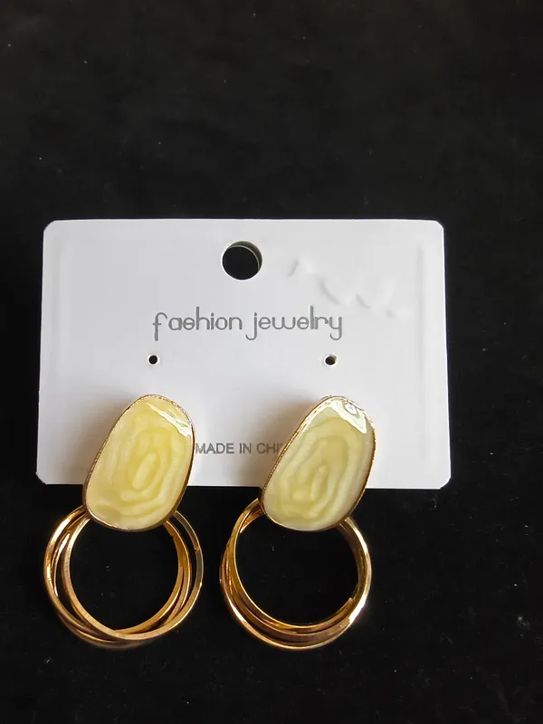 Aarsa_Premium_Gold_Plated_Korean_Style_Yellow_Oval_Double_Hoop_
__Drop_Earrings_For_Women_&_Girls_|_Stainless_Steel_Minimal_Designer_
__Daily_Wear_Earrings
