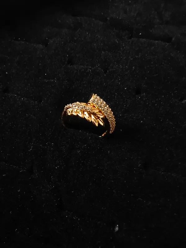 Aarsa_Premium_Rose_Gold_Plated_Korean_Style_Leaf_Cz_Adjustable_
__Ring_For_Women_&_Girls_|_Brass_Nature_Inspired_Designer_Daily_
__Wear_Ring
