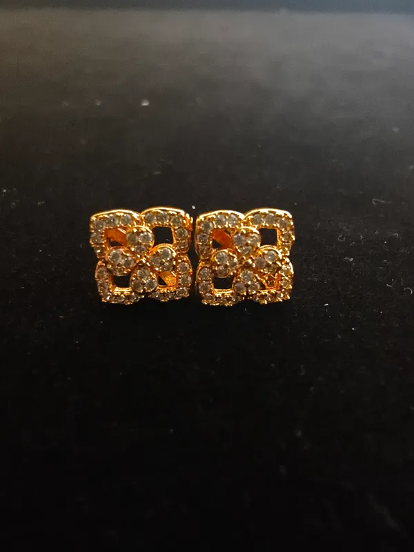 Aarsa_Premium_Rose_Gold_Finish_Cz_Four_Leaf_Clover_Stud_Earrings_
__For_Women_And_Girls_|_Korean_Style_Luxury_Fashion_Jewellery