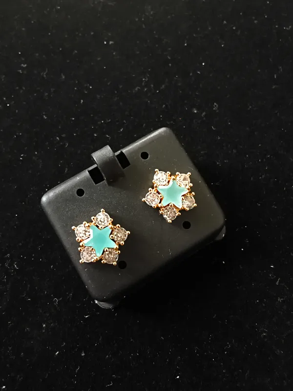 Aarsa_Premium_Rose_Gold_Finish_Blue_Star_Cz_Brass_Stud_
__Earrings_For_Women_And_Girls_|_Elegant_Daily_Wear_Fashion_Jewellery