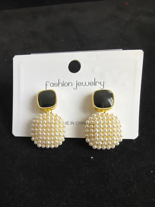 Aarsa_Premium_Gold_Finish_Brass_Black_Onyx_Pearl_Cluster_Drop_
__Earrings_For_Women_And_Girls_|_Korean_Style_Luxury_Statement_
__Fashion_Jewellery