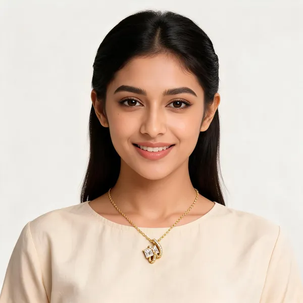 Aarsa_Premium_Micro_Gold_Plated_Infinity_Princess_Cut_Cz_Pendant_
__Necklace_For_Women_And_Girls_|_Korean_Style_Daily_Wear_Fashion_
__Jewellery
