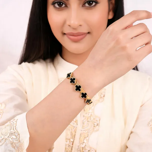 Aarsa_Premium_Gold_Finish_Black_Clover_Kada_Bracelet_For_Women_And_
__Girls_|_Luxury_Designer_Style_Fashion_Jewellery