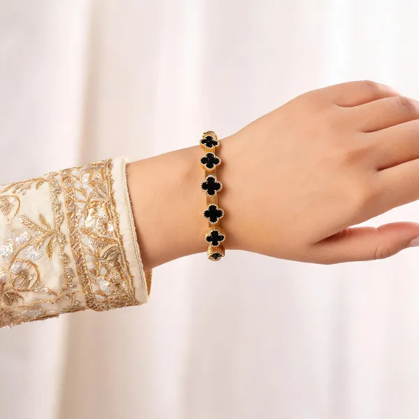 Aarsa_Premium_Gold_Finish_Black_Clover_Kada_Bracelet_For_Women_And_
__Girls_|_Luxury_Designer_Style_Fashion_Jewellery