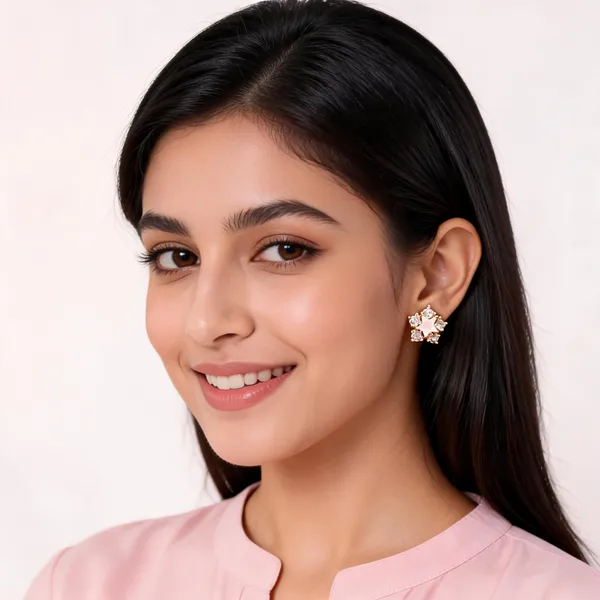 Aarsa_Premium_Rose_Gold_Plated_Pastel_Pink_Star_Cz_Designer_Stud_
__Earrings_For_Women_&_Girls_|_Brass_Base_Korean_Style_Daily_Wear,_Party_
__Wear_&_Fashion_Earrings