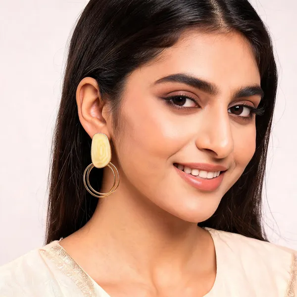 Aarsa_Premium_Gold_Plated_Korean_Style_Yellow_Oval_Double_Hoop_
__Drop_Earrings_For_Women_&_Girls_|_Stainless_Steel_Minimal_Designer_
__Daily_Wear_Earrings