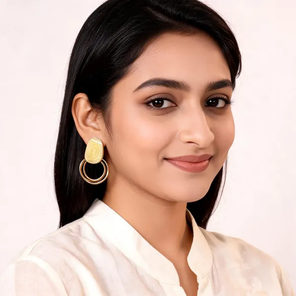 Aarsa_Premium_Gold_Plated_Korean_Style_Yellow_Oval_Double_Hoop_
__Drop_Earrings_For_Women_&_Girls_|_Stainless_Steel_Minimal_Designer_
__Daily_Wear_Earrings