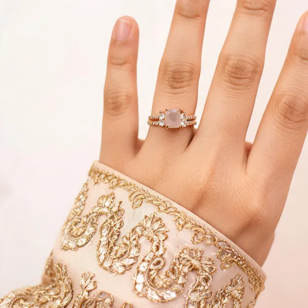 Aarsa_Premium_Rose_Gold_Plated_Princess_Cut_Pink_Stone_Adjustable_
__Ring_For_Women_&_Girls_|_Brass_Cz_Korean_Style_Designer_Daily_
__Wear_Ring