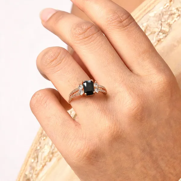 Aarsa_Premium_Rose_Gold_Plated_Black_Princess_Cut_Cz_Adjustable_
__Ring_For_Women_&_Girls_|_Brass_Korean_Style_Designer_Daily_Wear_Ring