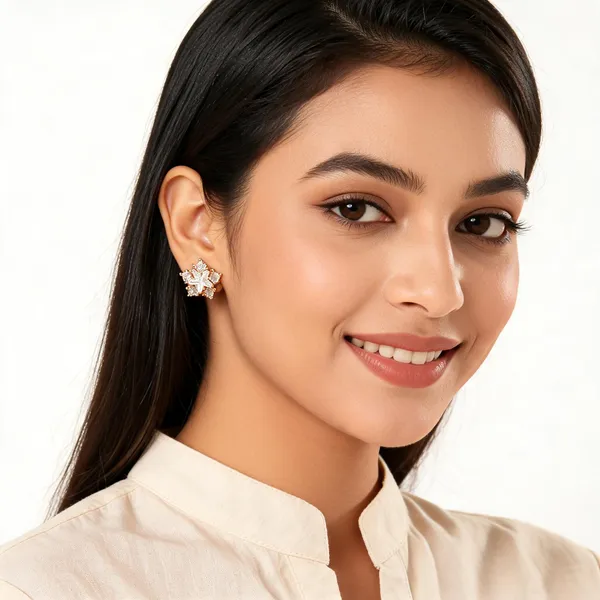 Aarsa_Premium_Rose_Gold_Plated_Princess_Cut_Floral_Cz_Designer_
__Stud_Earrings_For_Women_&_Girls_|_Brass_Base_Korean_Style_Daily_Wear,_
__Party_Wear_&_Fashion_Earrings