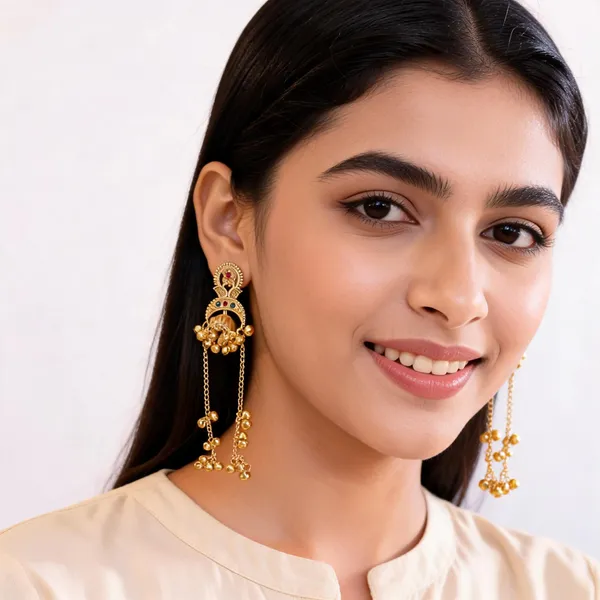 Aarsa_Premium_Antique_Gold_Plated_Traditional_Chandbali_Jhumka_
__Earrings_For_Women_&_Girls_|_Brass_Base_Multicolour_Stone_Designer_
__Long_Ethnic_Earrings