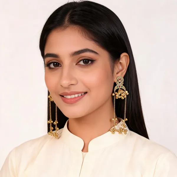 Aarsa_Premium_Antique_Gold_Plated_Traditional_Chandbali_Jhumka_
__Earrings_For_Women_&_Girls_|_Brass_Base_Multicolour_Stone_Designer_
__Long_Ethnic_Earrings