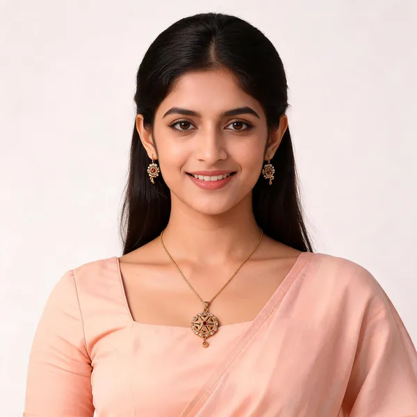 Aarsa_Premium_Micro_Gold_Plated_Traditional_Wheel_Cz_Pendant_
__Necklace_Set_For_Women_&_Girls_|_Brass_Base_Designer_Temple_Jewellery_
__Set_With_Matching_Earrings