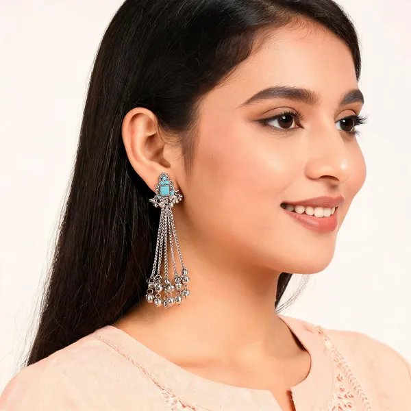 Aarsa_Premium_Oxidised_Silver_Plated_Sky_Blue_Tribal_Chain_Tassel_
__Earrings_For_Women_&_Girls_|_Brass_Base_Designer_Ethnic_Long_
__Statement_Earrings