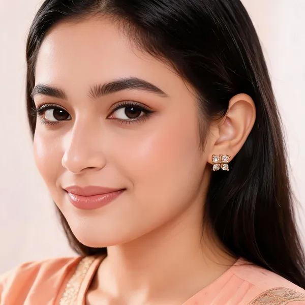 Aarsa_Rose_Gold_Plated_Lucky_Clover_Cz_Stud_Earrings_For_Women_&_
__Girls_|_Premium_Brass_Korean_Style_Minimal_Designer_Daily_Wear,_Office_
__&_Party_Earrings
