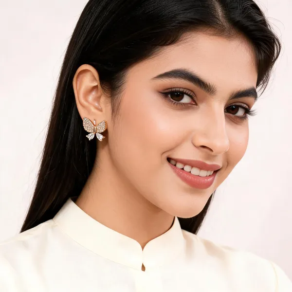 Aarsa_Rose_Gold_Plated_Butterfly_Leaf_Cz_Stud_Earrings_For_Women_&_
__Girls_|_Premium_Brass_Korean_Style_Designer_Daily_Wear,_Office_&_
__Party_Earrings