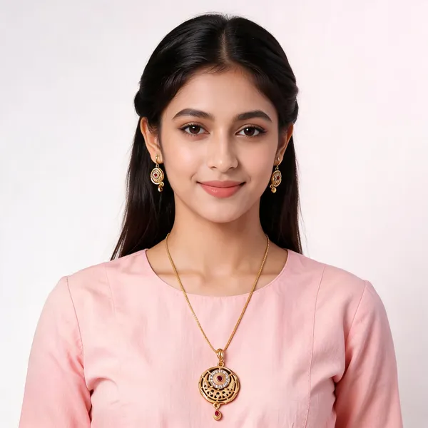 Aarsa_Premium_Micro_Gold_Plated_Royal_Floral_Cz_Pendant_Necklace_
__Set_For_Women_&_Girls_|_Brass_Base_Designer_Traditional_Jewellery_Set_
__With_Matching_Earrings