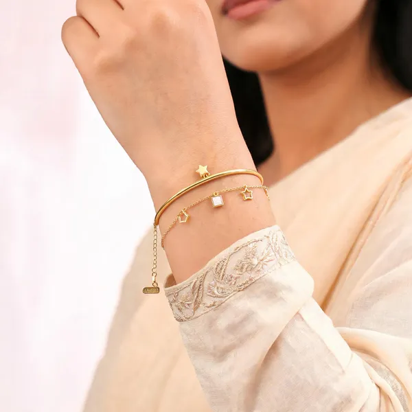 Aarsa_Premium_Micro_Gold_Plated_Double_Layer_Mother_Of_Pearl_Cz_
__Adjustable_Bracelet_For_Women_&_Girls_|_Elegant_Square_Charm_
__Contemporary_Jewellery