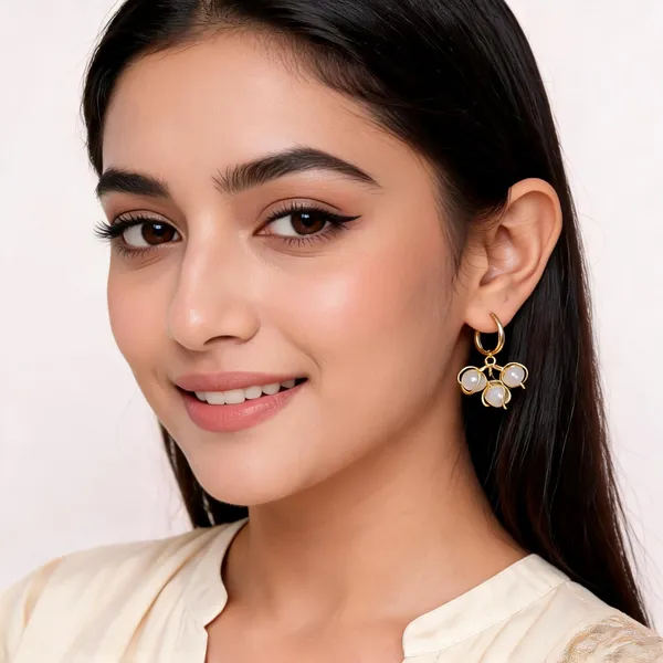Aarsa_Premium_Gold_Plated_Korean_Style_Floral_Hoop_Earrings_
__For_Women_&_Girls_|_Stainless_Steel_Cute_Flower_Charm_Earrings