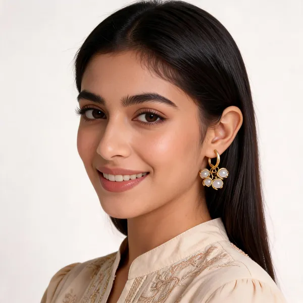 Aarsa_Premium_Gold_Plated_Korean_Style_Floral_Hoop_Earrings_
__For_Women_&_Girls_|_Stainless_Steel_Cute_Flower_Charm_Earrings