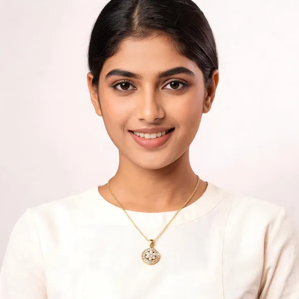 Aarsa_Premium_Anti-Tarnish_Micro_Gold_Plated_Pearl_Floral_Halo_Cz_
__Pendant_Necklace_For_Women_&_Girls_|_Elegant_Stainless_Steel_Round_
__Pendant_Jewellery
