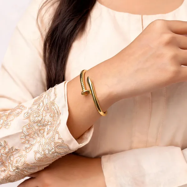 Aarsa_Premium_Micro_Gold_Plated_Nail_Design_Open_
__Cuff_Bracelet_For_Women_And_Girls_|_Luxury_Minimal_Contemporary_
__Jewellery